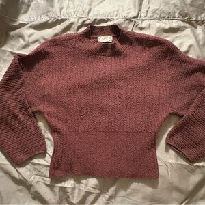 Pink Rose Women's Maroon Knit Cinched Waist Chunky Sleeve Sweater - Size Large